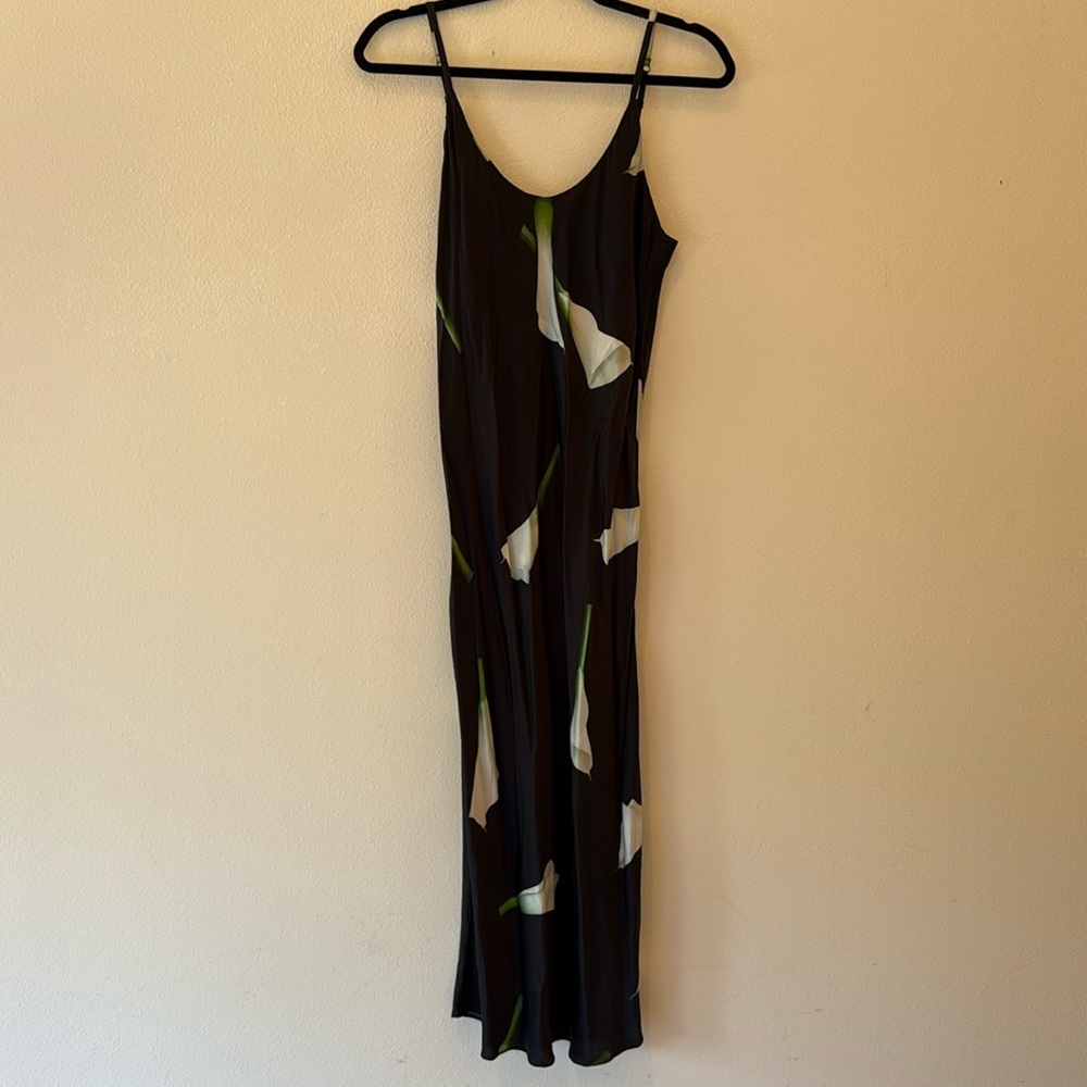 lunya Black Slip Dress with White Floral Print